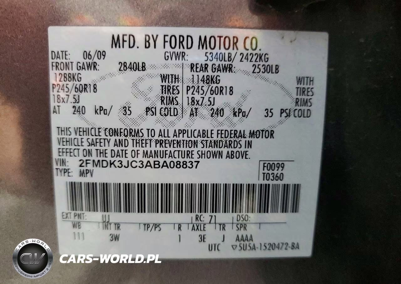 2010 Ford Edge Sel VIN:2FMDK3JC3ABA08837 - 13