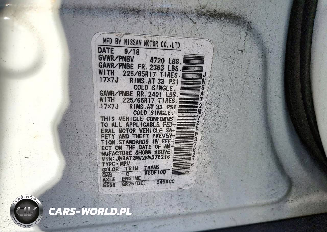 2019 Nissan Rogue Sv VIN:JN8AT2MV2KW376216 - 13