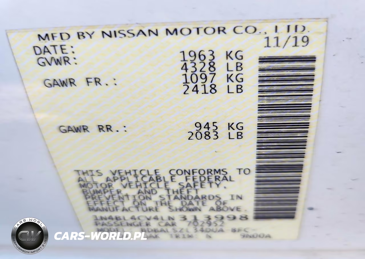 2020 Nissan Altima Sr VIN:1N4BL4CV4LN313998 - 12