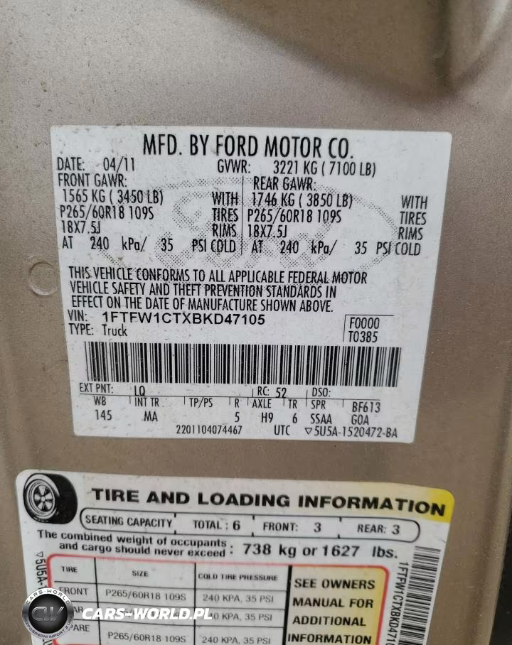 2011 Ford F150 Supercrew VIN:1FTFW1CTXBKD47105 - 12