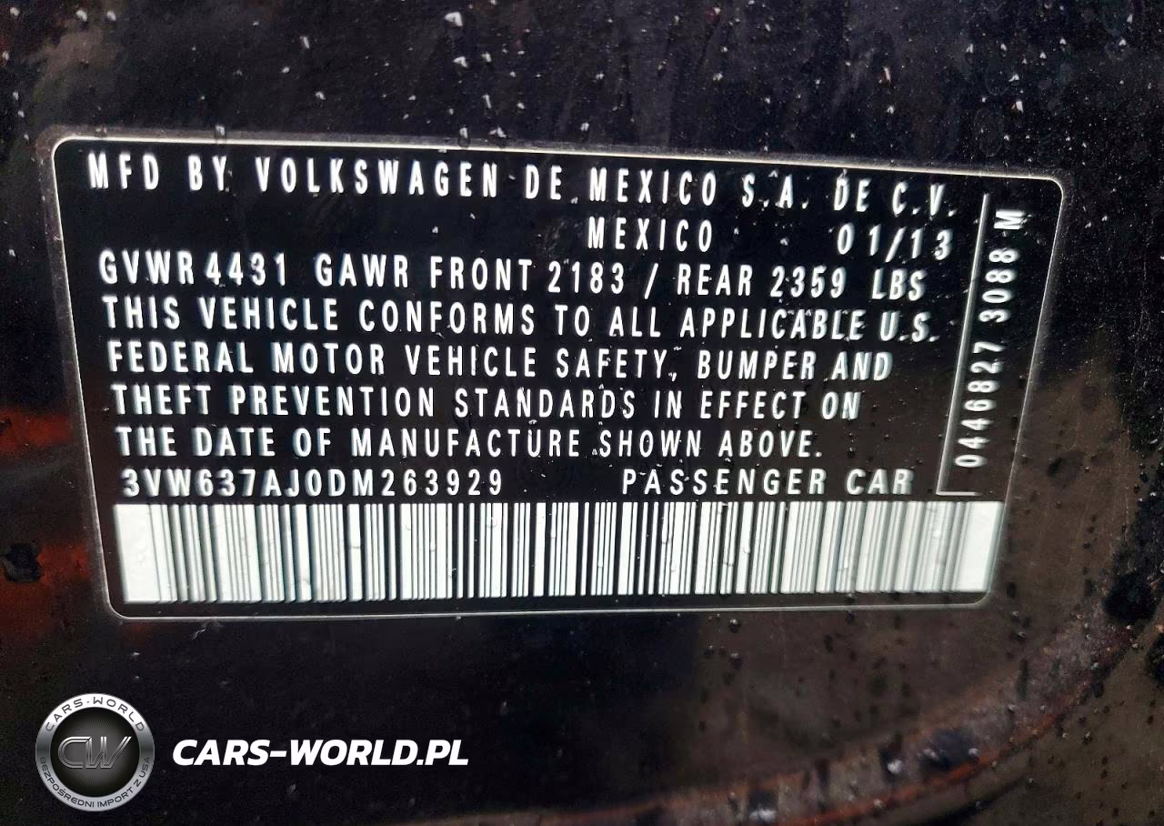 2013 Volkswagen Jetta Hybrid VIN:3VW637AJ0DM263929 - 12