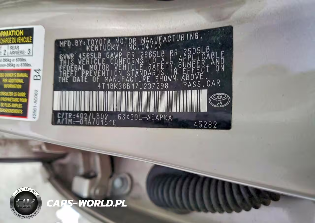 2007 Toyota Avalon Xl VIN:4T1BK36B17U237298 - 12