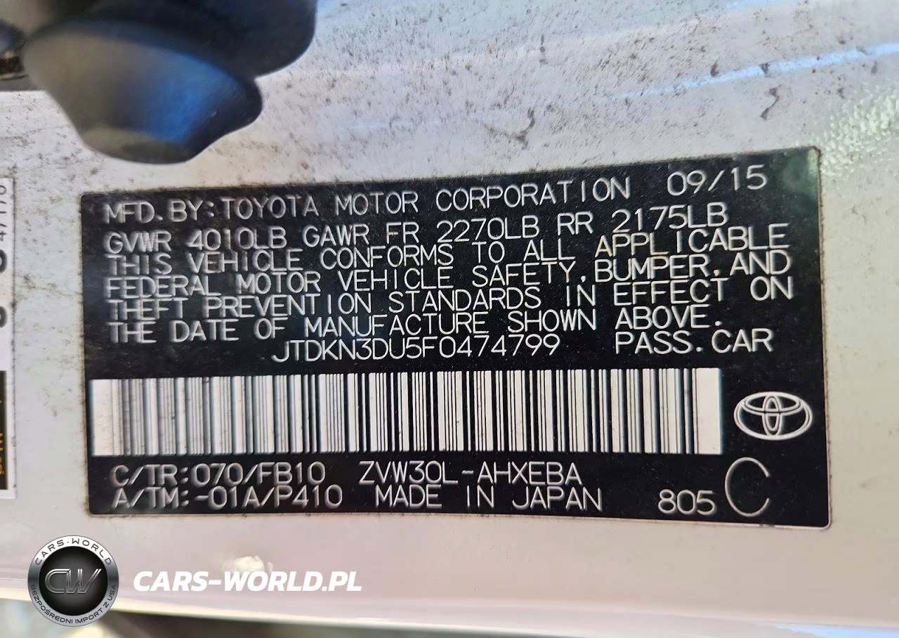 2015 Toyota Prius Two VIN:JTDKN3DU5F0474799 - 13