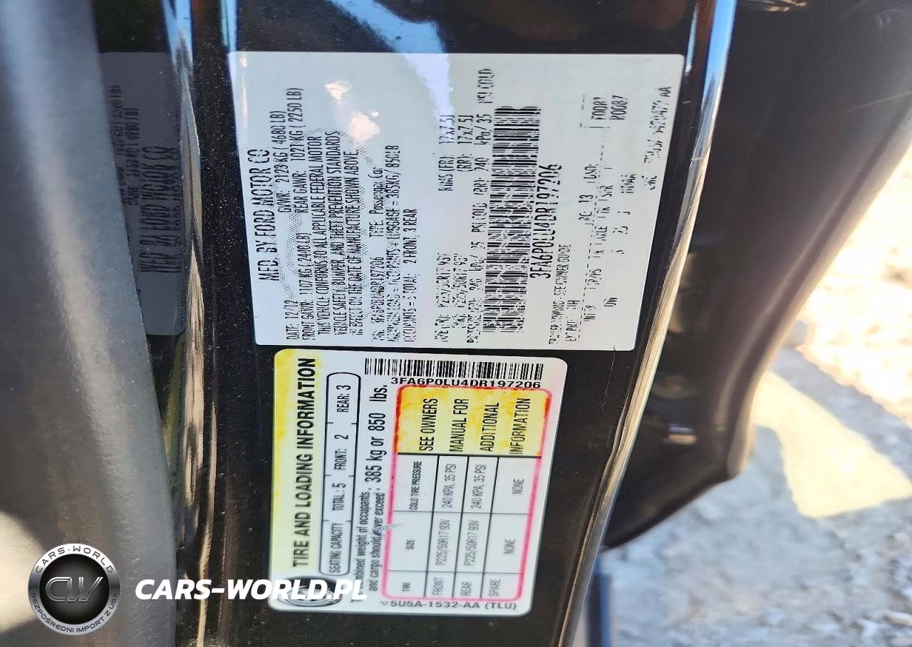 2013 Ford Fusion Se Hybrid VIN:3FA6P0LU4DR197206 - 12
