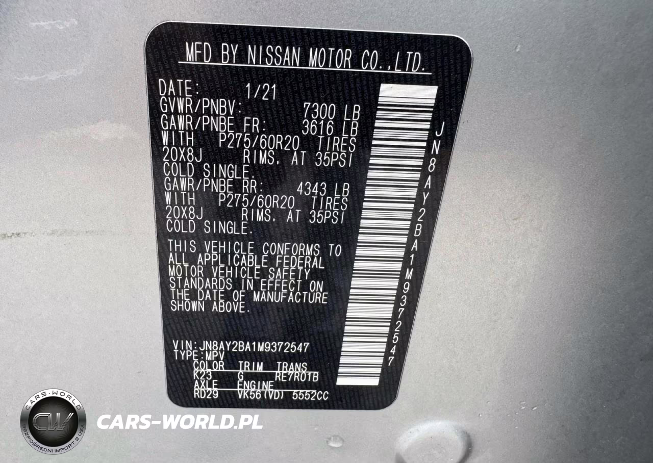 2021 Nissan Armada Sl VIN:JN8AY2BA1M9372547 - 12