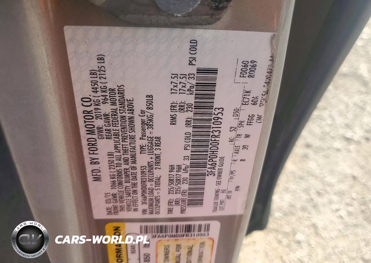 2015 Ford Fusion Se VIN:3FA6P0HD0FR310953 - 12