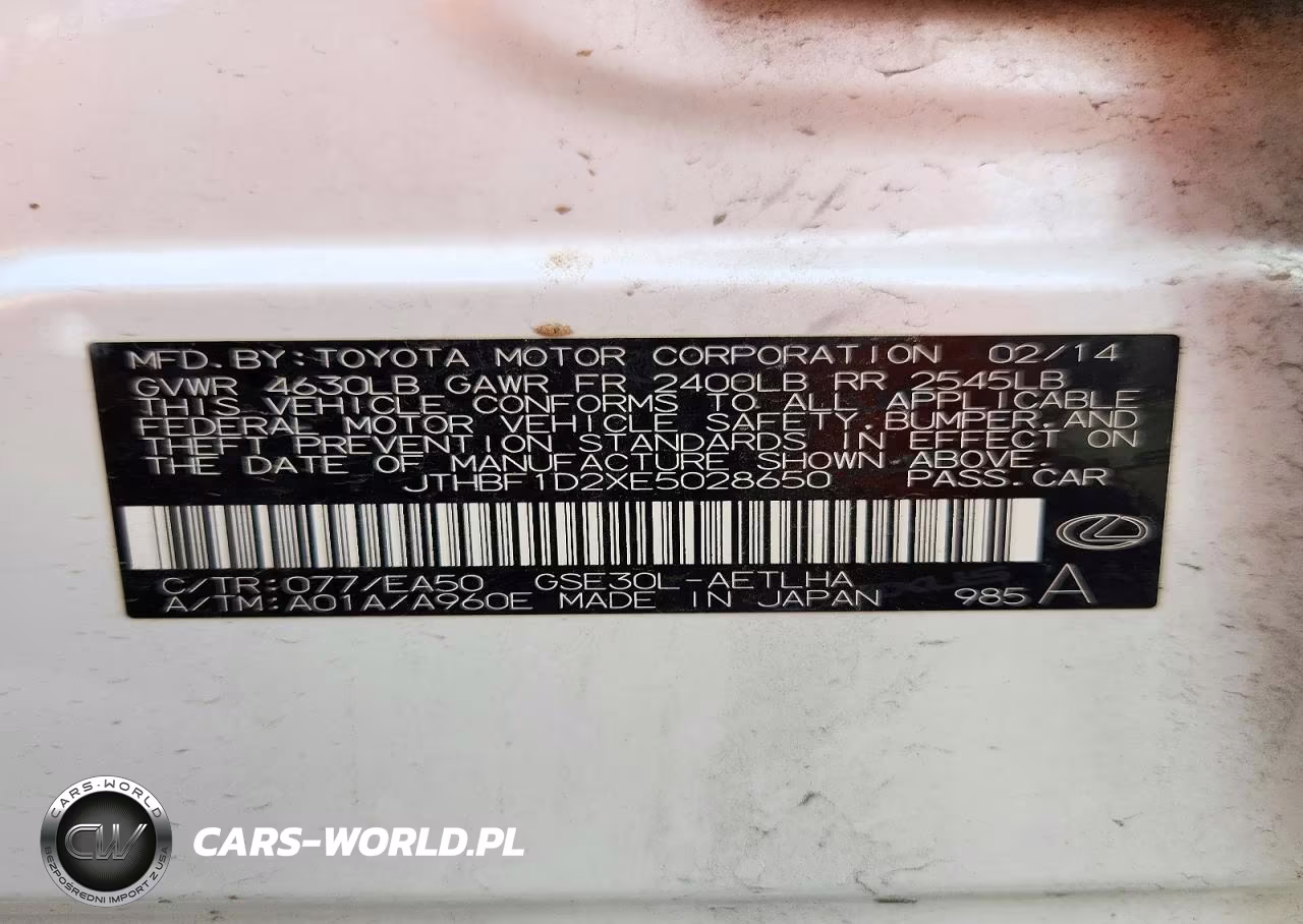 2014 Lexus Is 250 VIN:JTHBF1D2XE5028650 - 12