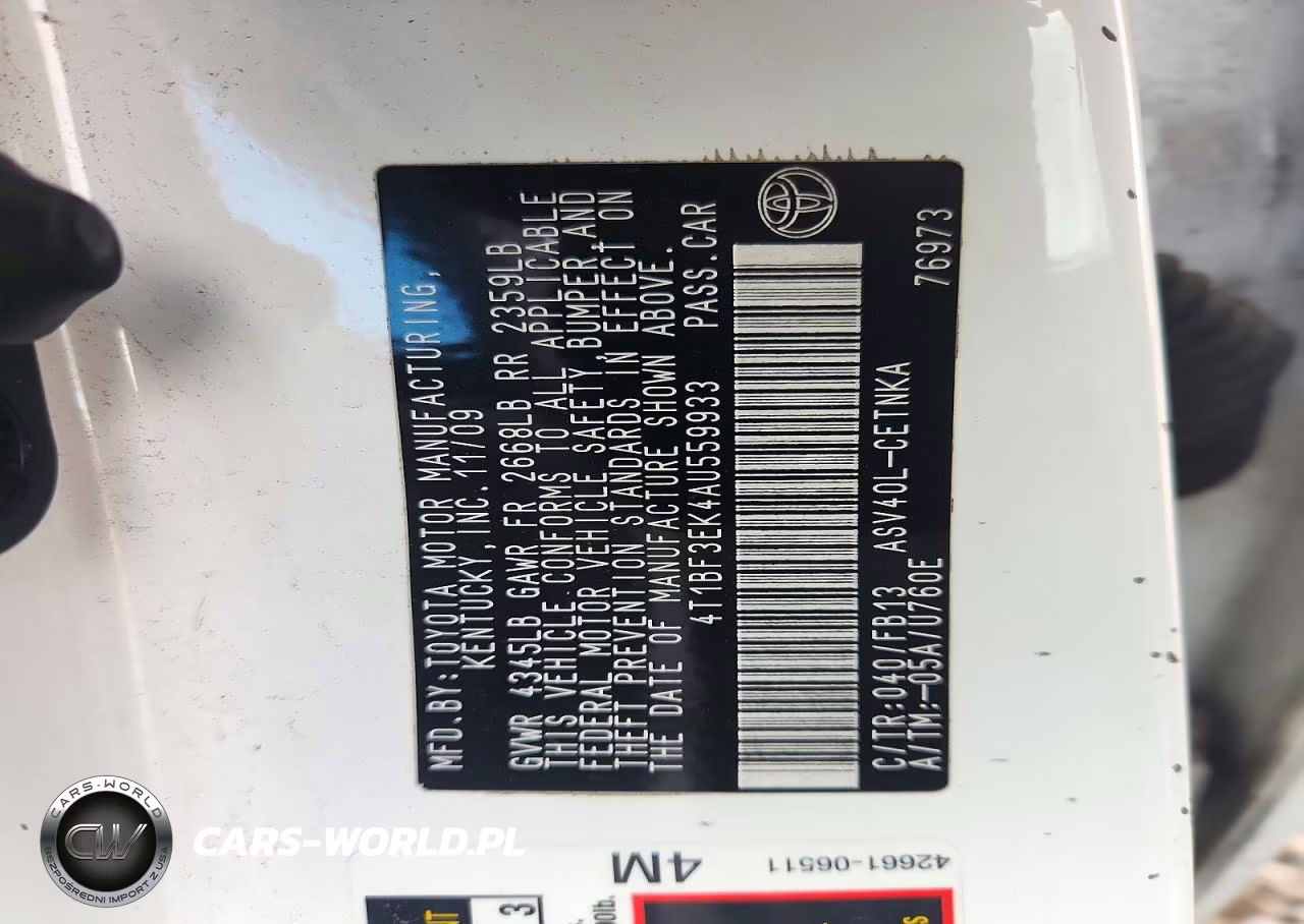 2010 Toyota Camry Base VIN:4T1BF3EK4AU559933 - 12