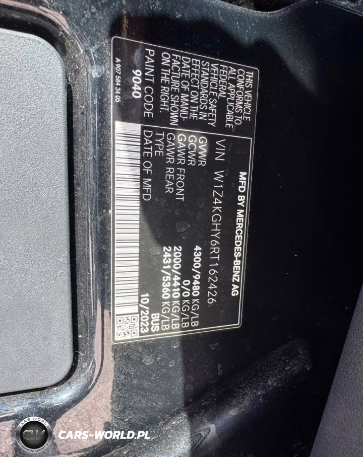 2024 Mercedes-Benz Sprinter 2500 VIN:W1Z4KGHY6RT162426 - 10