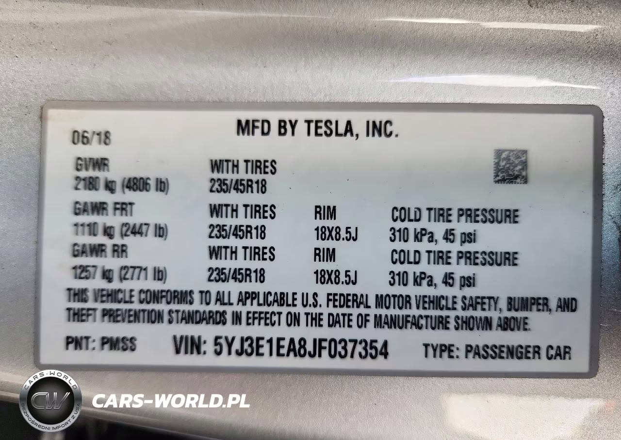 2018 Tesla Model 3 VIN:5YJ3E1EA8JF037354 - 12