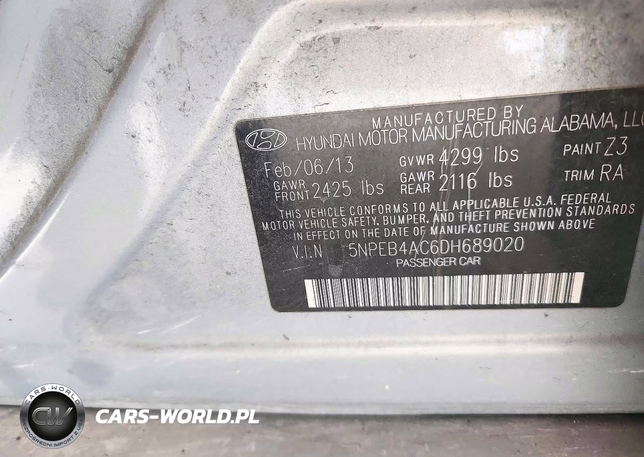 2013 Hyundai Sonata Gls VIN:5NPEB4AC6DH689020 - 13