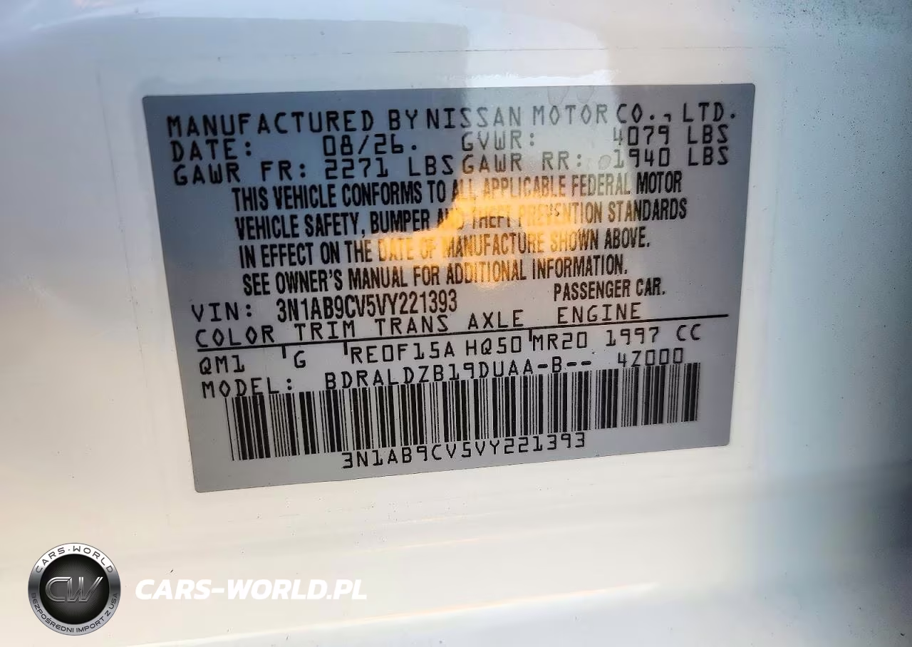2027 Nissan Sentra Sv VIN:3N1AB9CV5VY221393 - 12