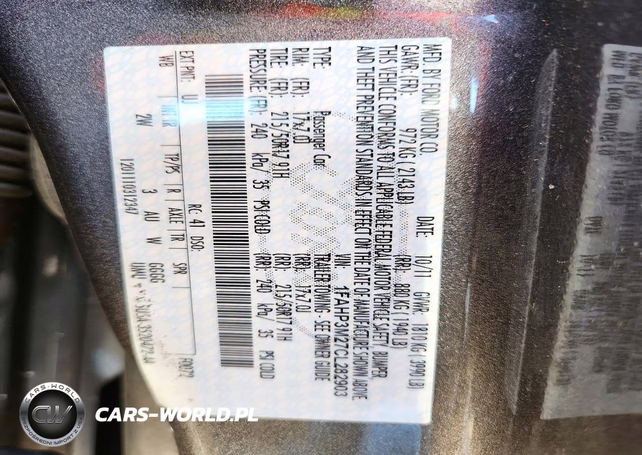 2012 Ford Focus Sel VIN:1FAHP3M27CL282903 - 12