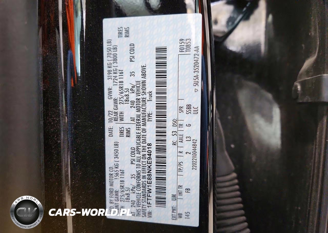 2022 Ford F150 Supercrew VIN:1FTFW1E88NKE94018 - 12