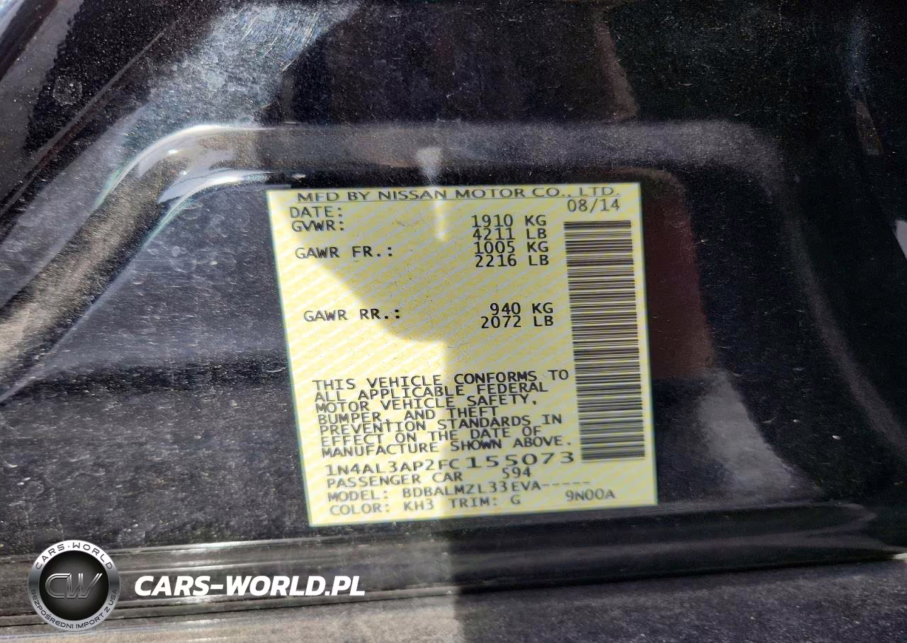 2015 Nissan Altima 2.5 Sv VIN:1N4AL3AP2FC155073 - 13
