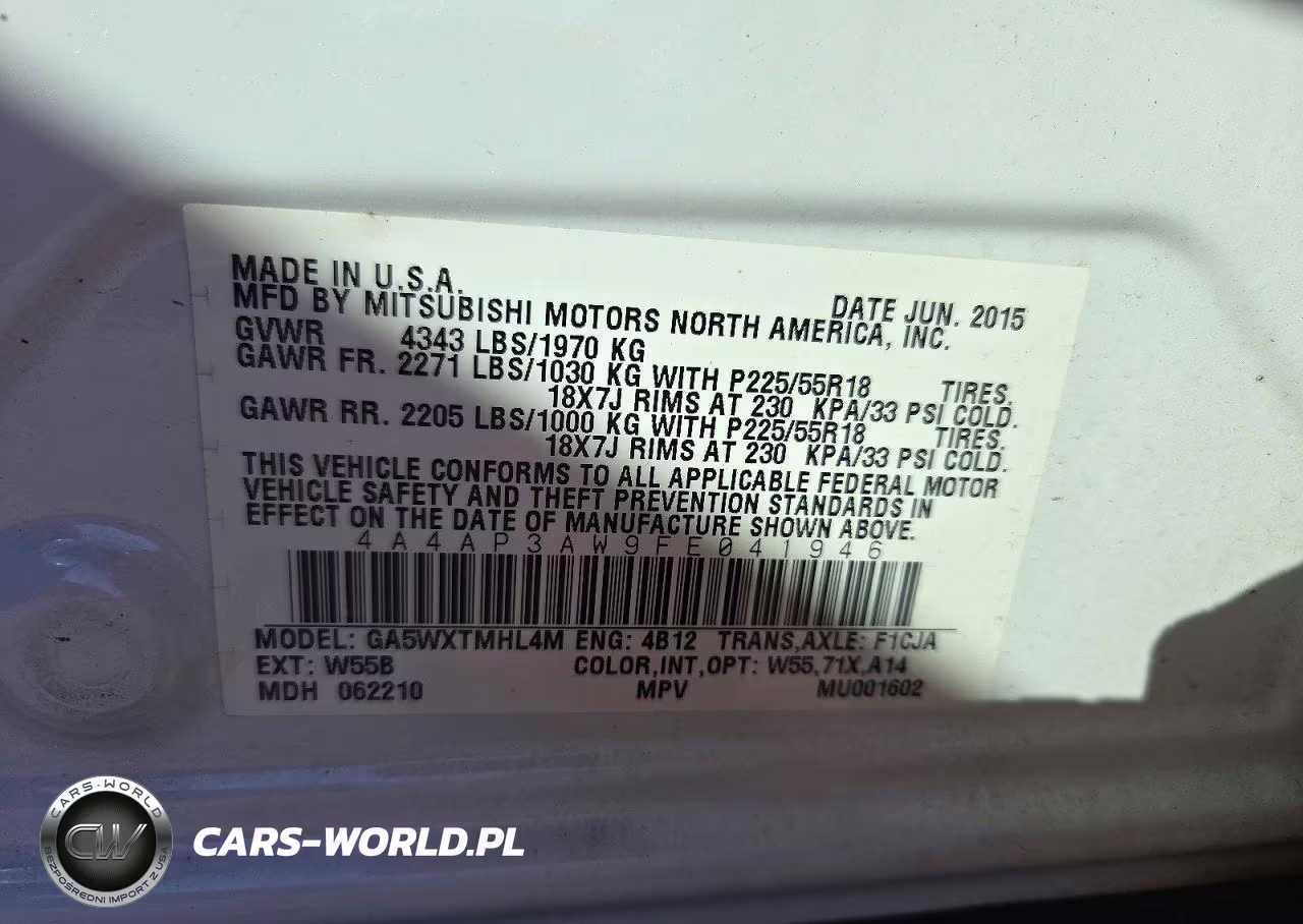 2015 Mitsubishi Outlander Sport Es VIN:4A4AP3AW9FE041946 - 13