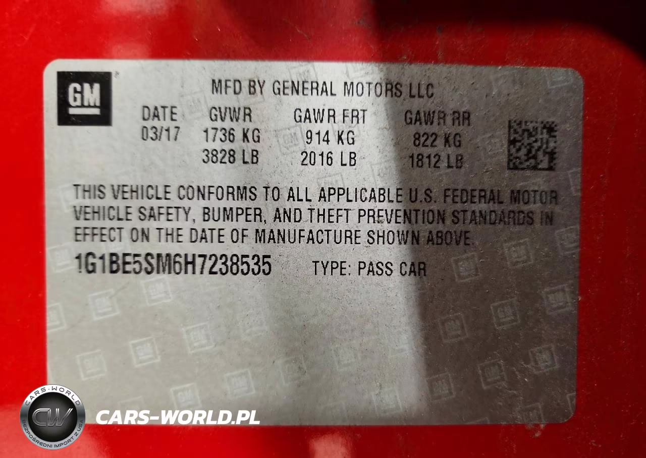 2017 Chevrolet Cruze Lt VIN:1G1BE5SM6H7238535 - 12