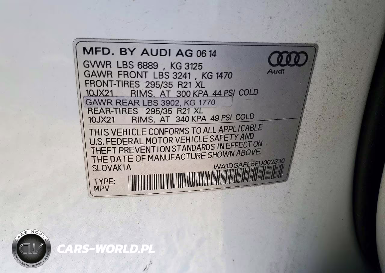 2015 Audi Q7 Prestige VIN:WA1DGAFE5FD002330 - 13