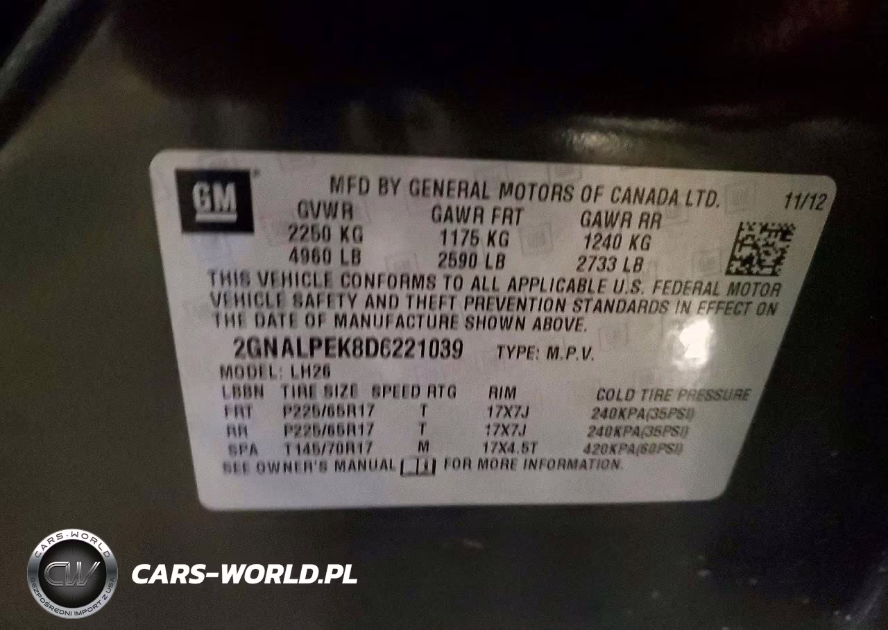 2013 Chevrolet Equinox Lt VIN:2GNALPEK8D6221039 - 13