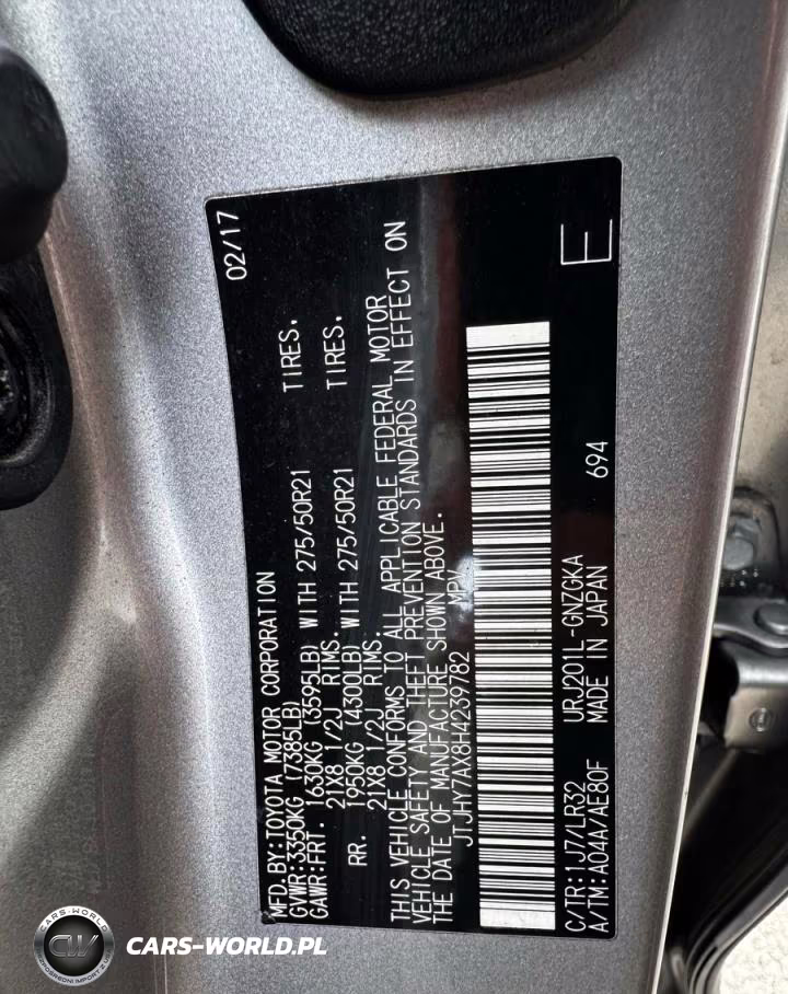 2017 Lexus Lx 570 VIN:JTJHY7AX8H4239782 - 10