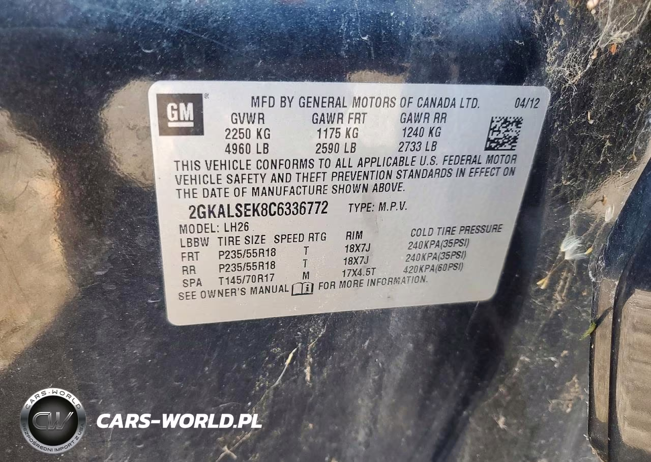 2012 GMC Terrain Sle VIN:2GKALSEK8C6336772 - 13