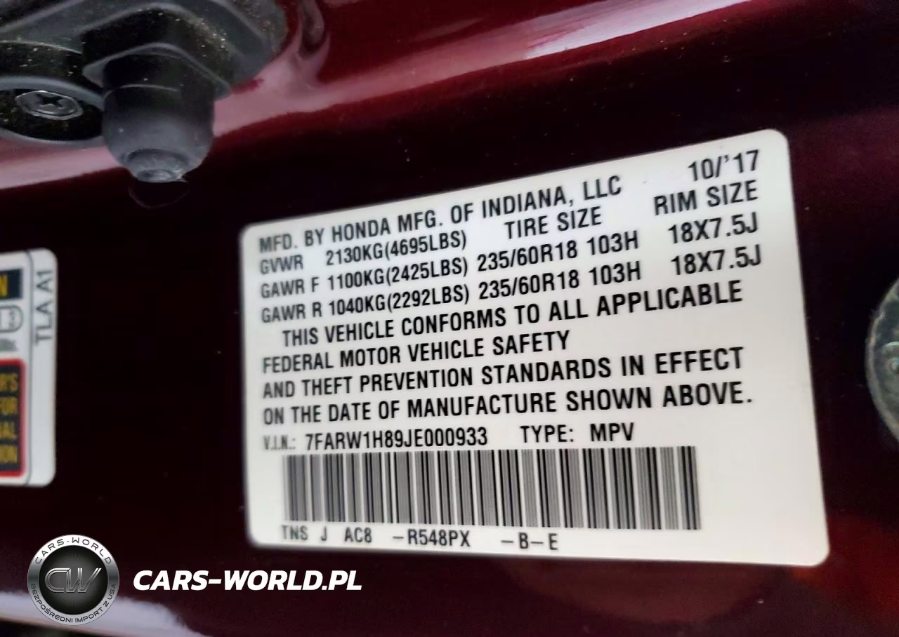 2018 Honda Cr-V Exl VIN:7FARW1H89JE000933 - 14