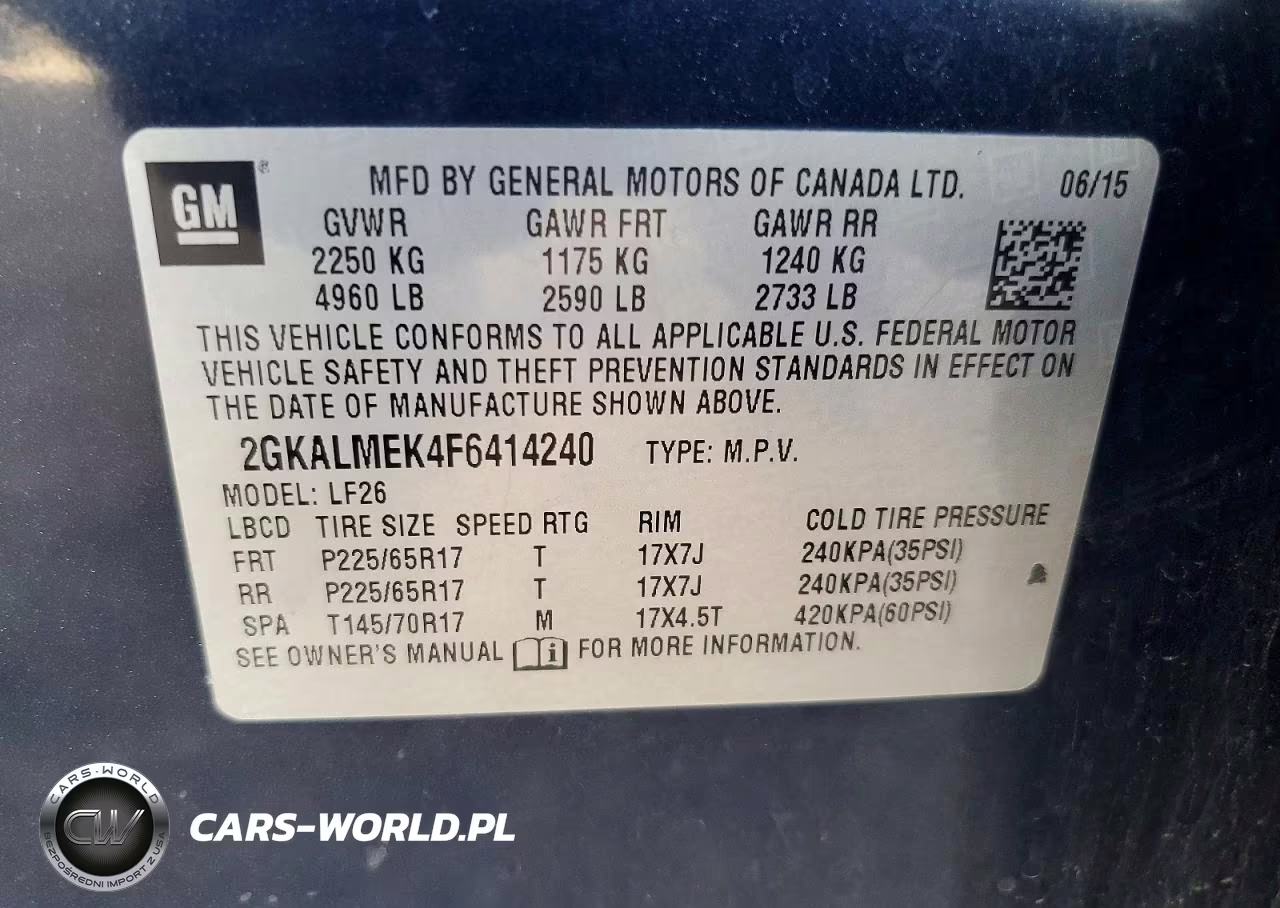 2015 GMC Terrain Sle VIN:2GKALMEK4F6414240 - 12