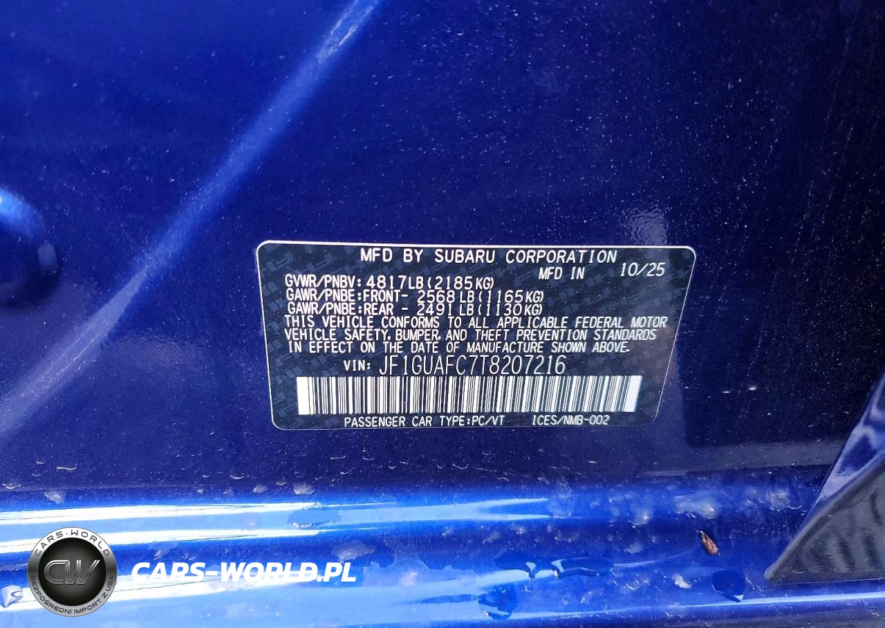 2026 Subaru Impreza Sport VIN:JF1GUAFC7T8207216 - 14