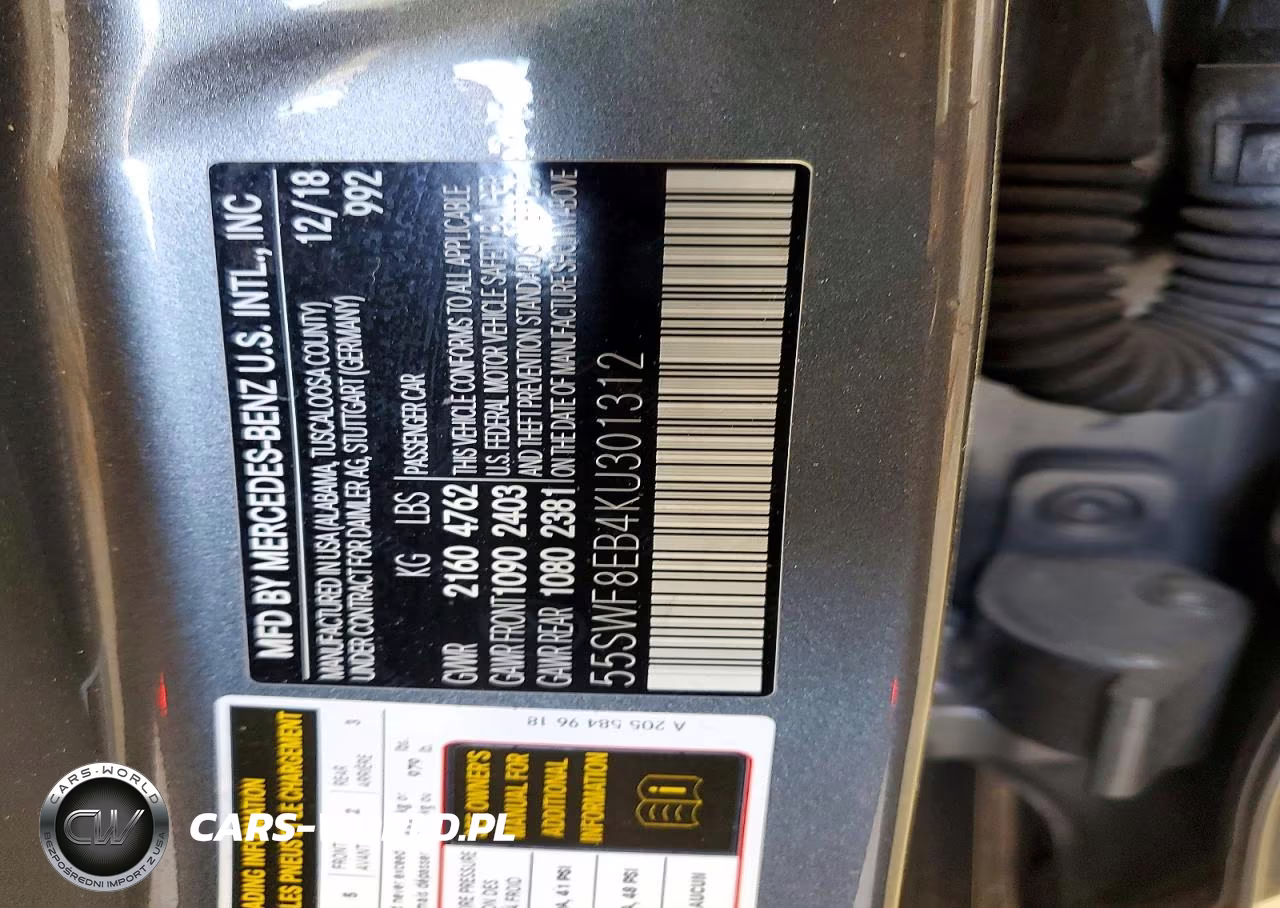2019 Mercedes-Benz C 300 4Matic VIN:55SWF8EB4KU301312 - 12