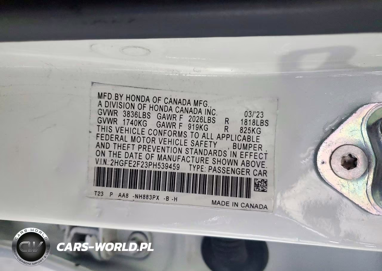 2023 Honda Civic Lx VIN:2HGFE2F23PH539459 - 12