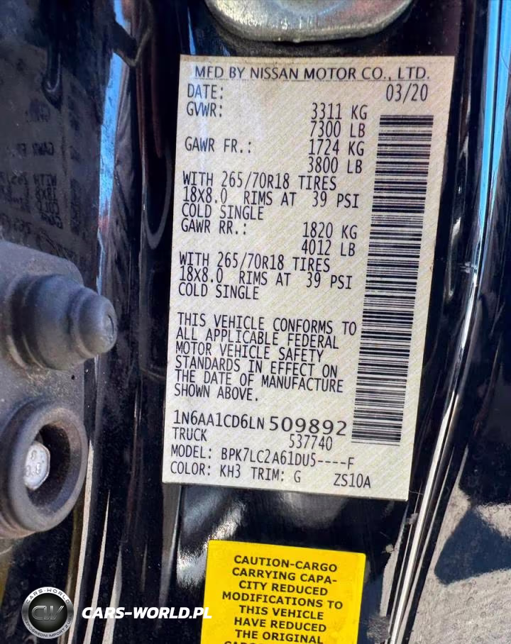 2020 Nissan Titan Sv VIN:1N6AA1CD6LN509892 - 10