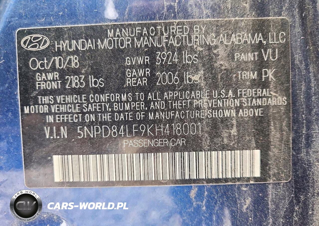 2019 Hyundai Elantra Se VIN:5NPD84LF9KH418001 - 12