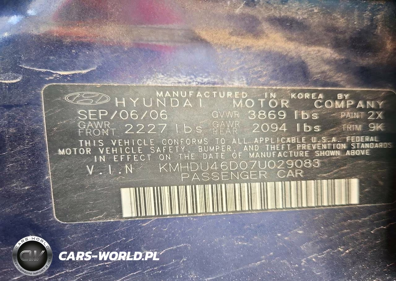 2007 Hyundai Elantra Gls VIN:KMHDU46D07U029083 - 12