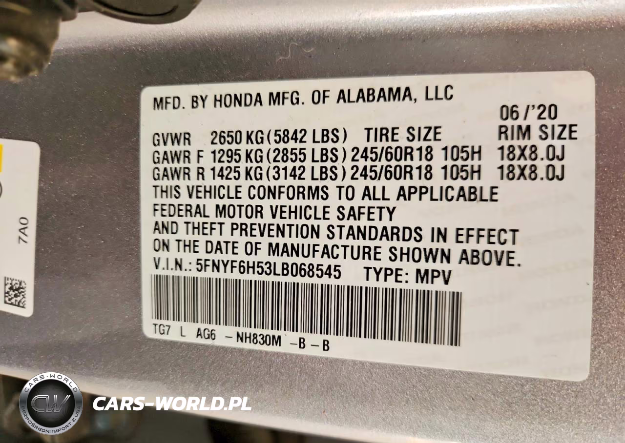 2020 Honda Pilot Exl VIN:5FNYF6H53LB068545 - 13