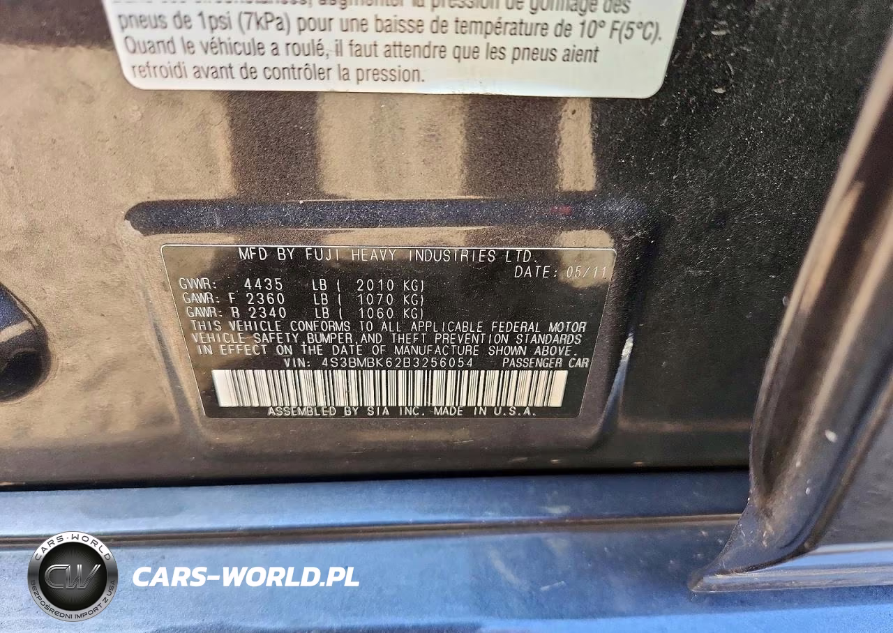 2011 Subaru Legacy 2.5I Limited VIN:4S3BMBK62B3256054 - 12
