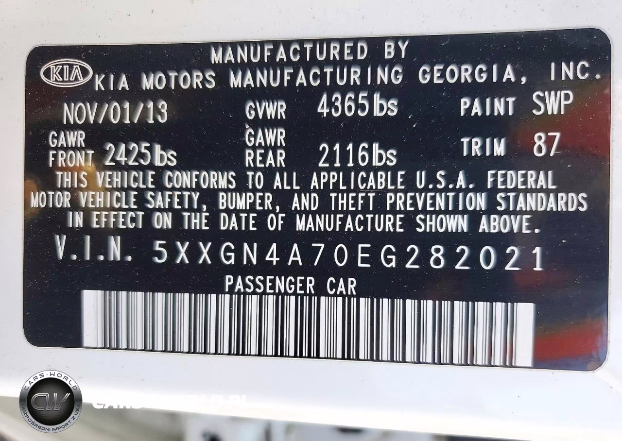 2014 Kia Optima Ex VIN:5XXGN4A70EG282021 - 12