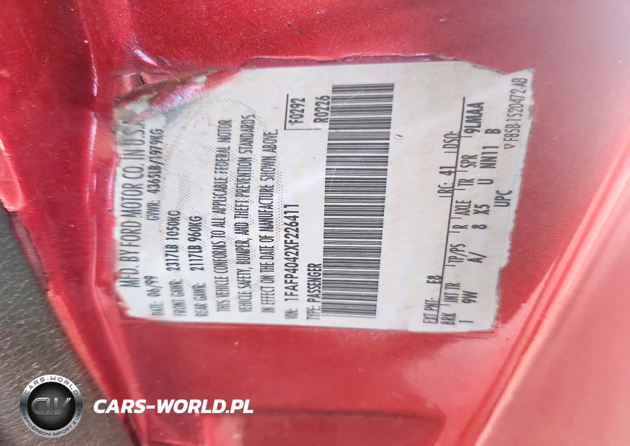 1999 Ford Mustang VIN:1FAFP4042XF226411 - 12