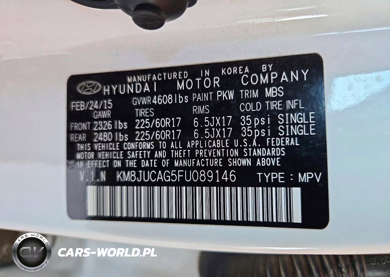 2015 Hyundai Tucson Se VIN:KM8JUCAG5FU089146 - 13