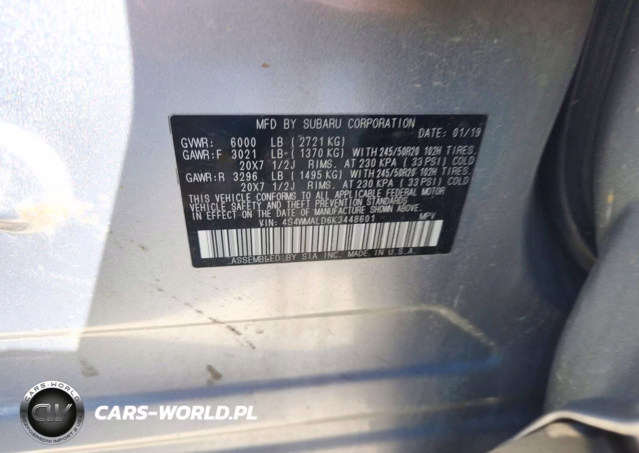 2019 Subaru Ascent Limited VIN:4S4WMALD6K3448601 - 13