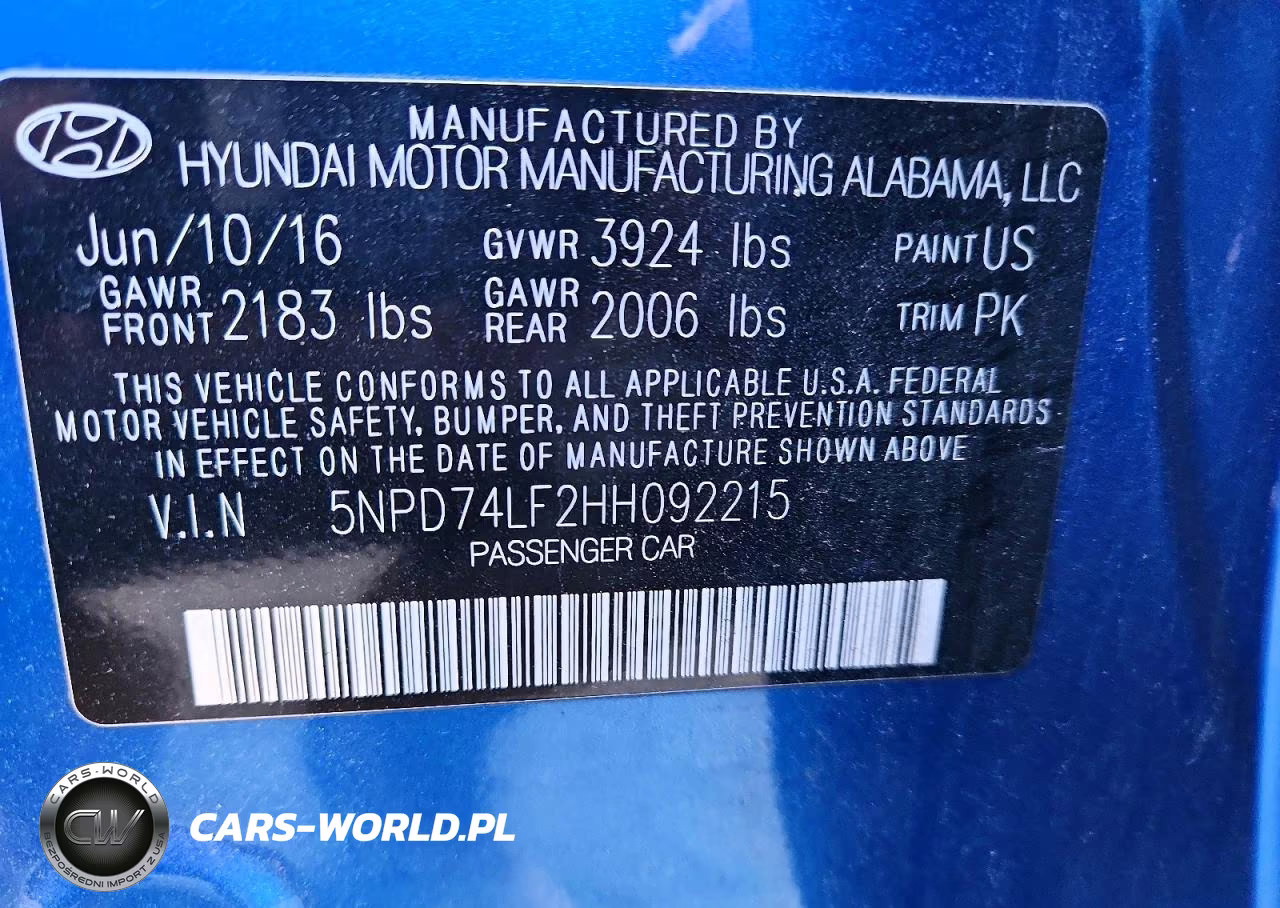 2017 Hyundai Elantra Se VIN:5NPD74LF2HH092215 - 12