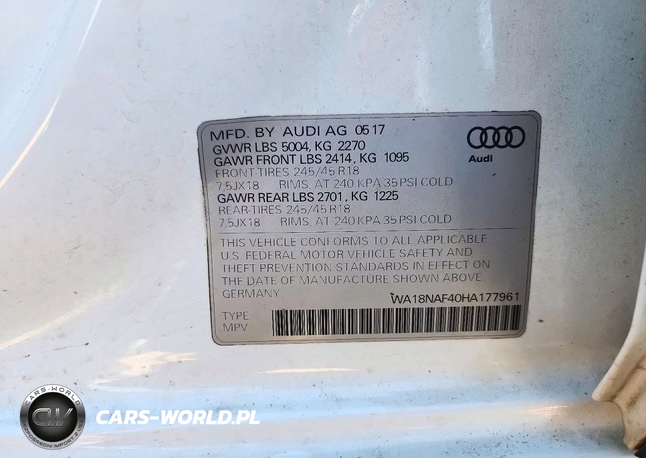 2017 Audi A4 Allroad Premium Plus VIN:WA18NAF40HA177961 - 12