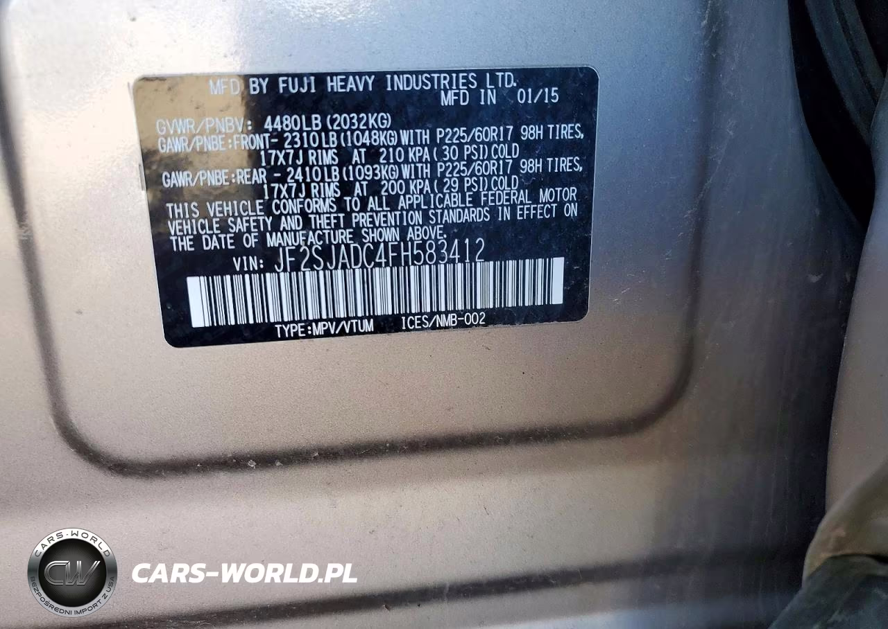2015 Subaru Forester 2.5I Premium VIN:JF2SJADC4FH583412 - 12