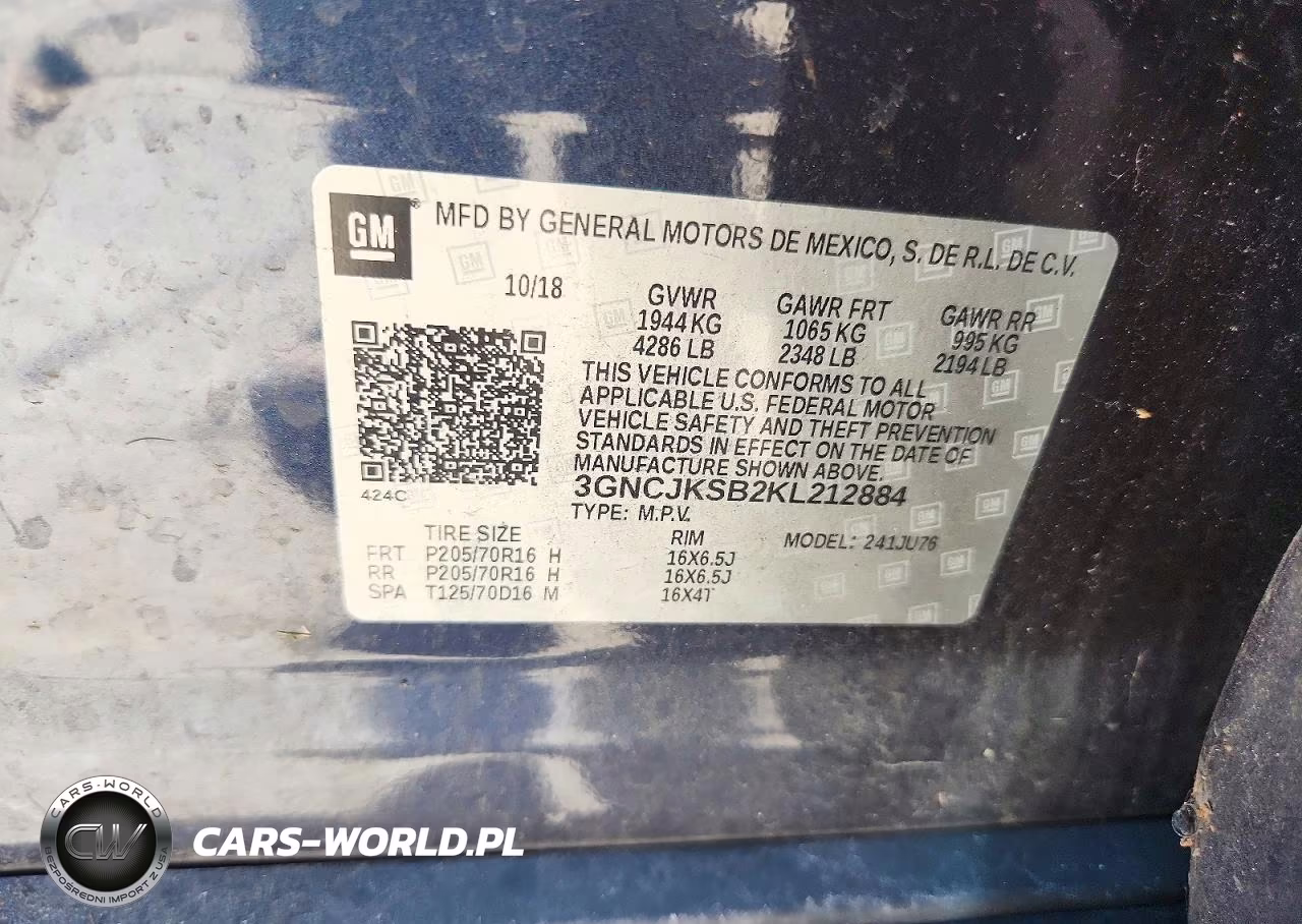 2019 Chevrolet Trax Ls VIN:3GNCJKSB2KL212884 - 13