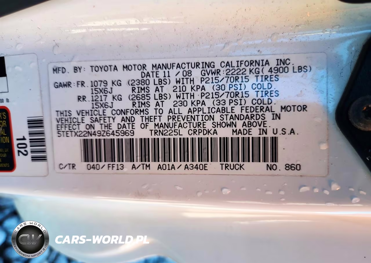 2009 Toyota Tacoma Base VIN:5TETX22N49Z645969 - 12