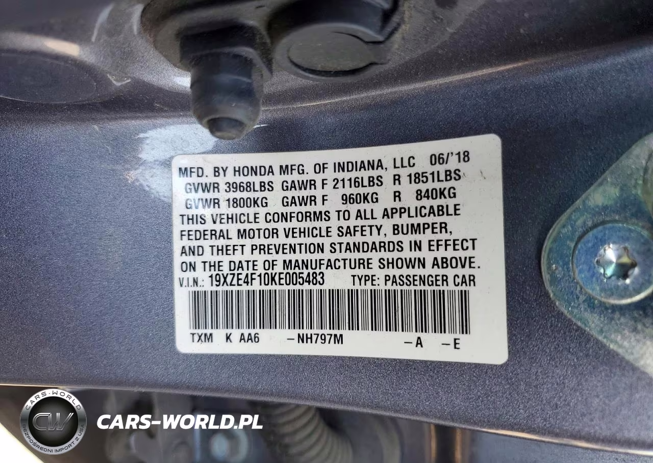 2019 Honda Insight Lx VIN:19XZE4F10KE005483 - 13