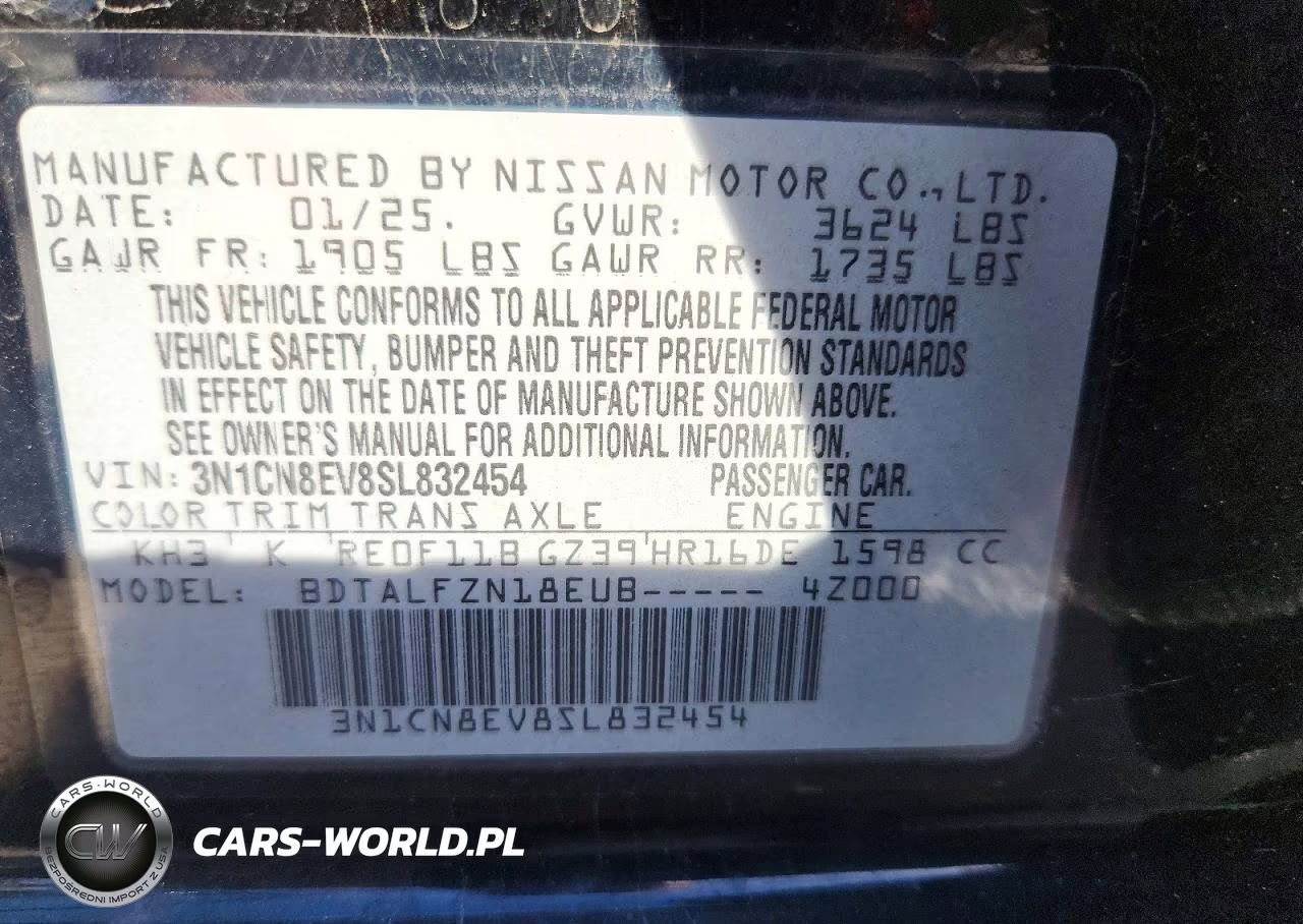 2025 Nissan Versa Sv VIN:3N1CN8EV8SL832454 - 13