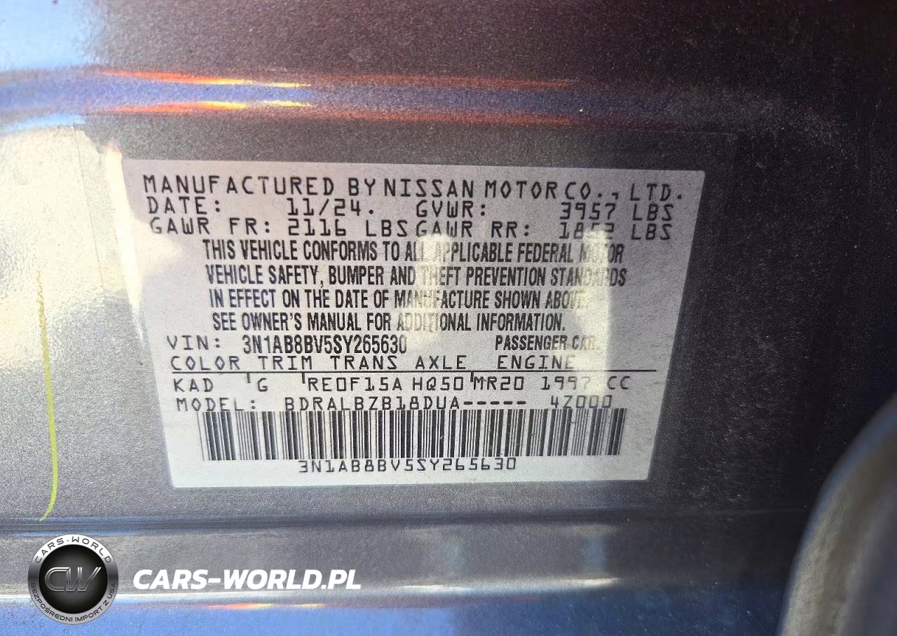 2025 Nissan Sentra S VIN:3N1AB8BV5SY265630 - 12