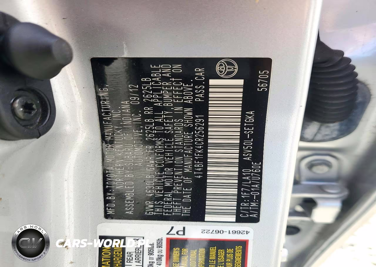 2012 Toyota Camry Xle VIN:4T4BF1FK4CR256291 - 13