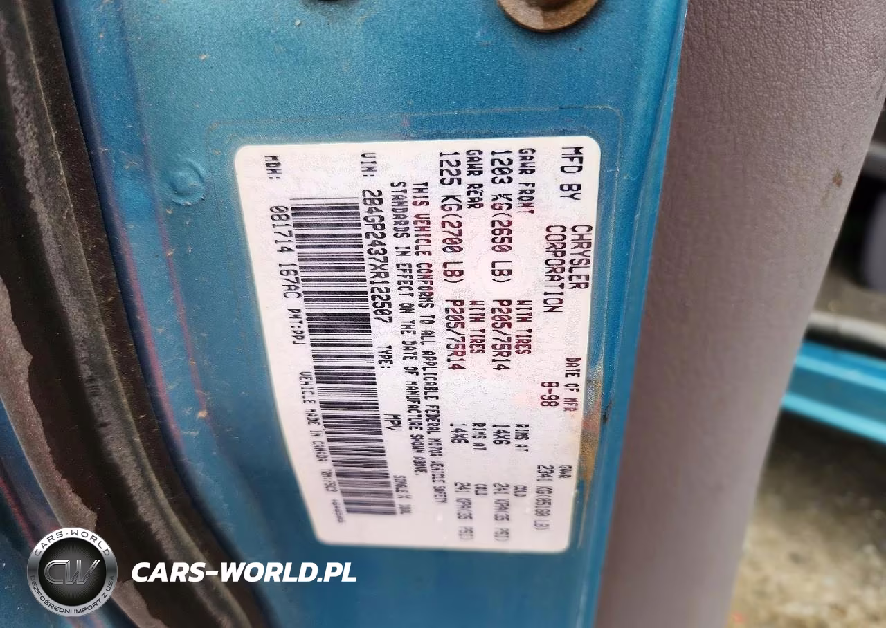 1999 Dodge Grand Caravan VIN:2B4GP2437XR122507 - 13