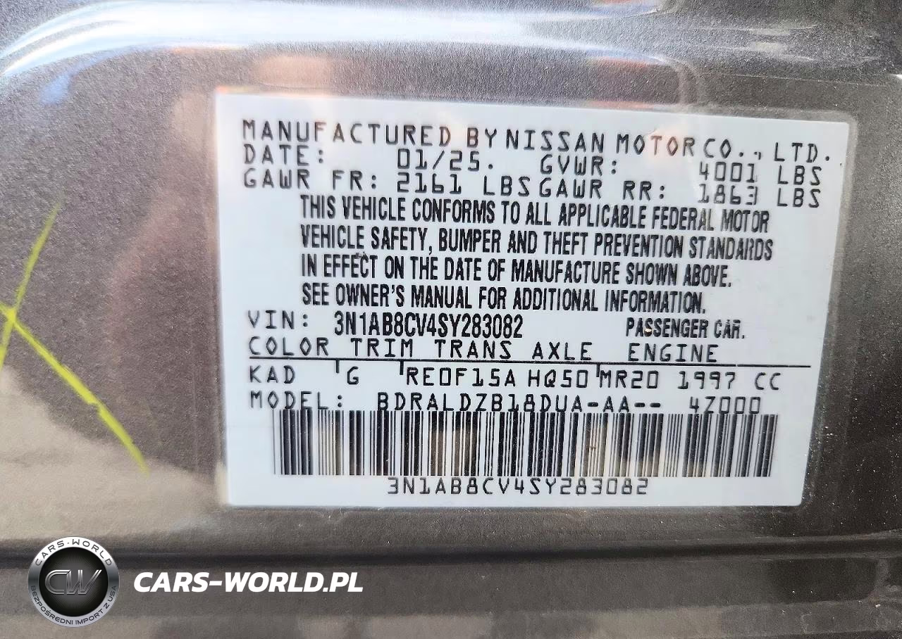 2025 Nissan Sentra Sv VIN:3N1AB8CV4SY283082 - 12